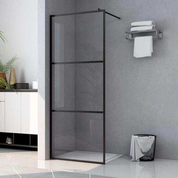 ARDEBO.de - Duschwand für Begehbare Dusche ESG-Klarglas Schwarz 115x195 cm