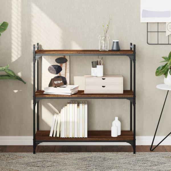ARDEBO.de - Bücherregal 3 Böden Braun Eichen-Optik 80x30x86cm Holzwerkstoff