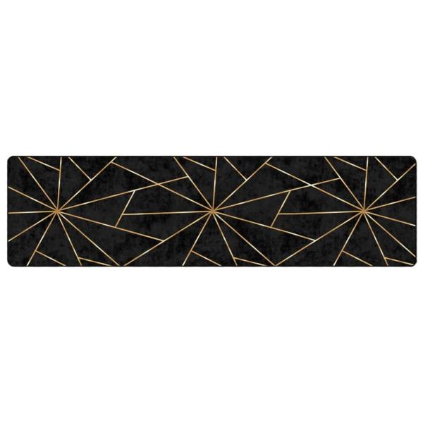 Teppich Waschbar Schwarz und Golden 80x300 cm