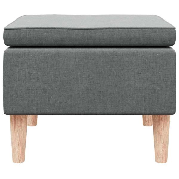 Hocker mit Holzbeinen Dunkelgrau Stoff