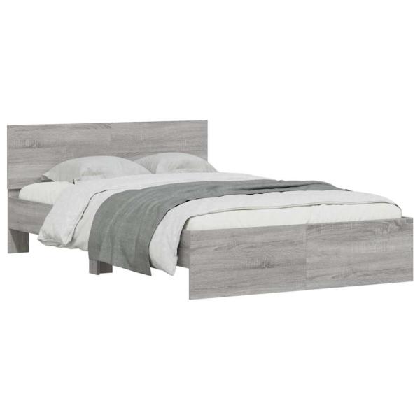 Bettgestell mit Kopfteil Grau Sonoma 135x190 cm