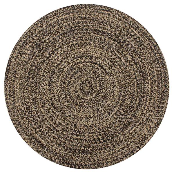 ARDEBO.de - Teppich Handgefertigt Jute Schwarz und Natur 90 cm