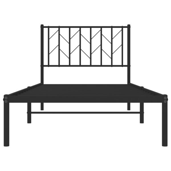 Bettgestell mit Kopfteil Metall Schwarz 90x190 cm