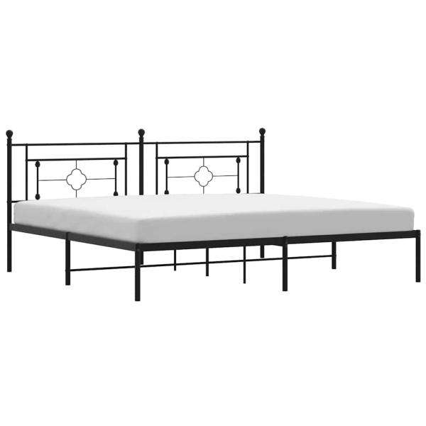 Bettgestell mit Kopfteil Metall Schwarz 193x203 cm