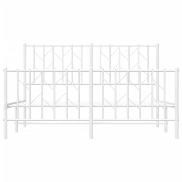 Bettgestell mit Kopf- und Fußteil Metall Weiß 140x190 cm