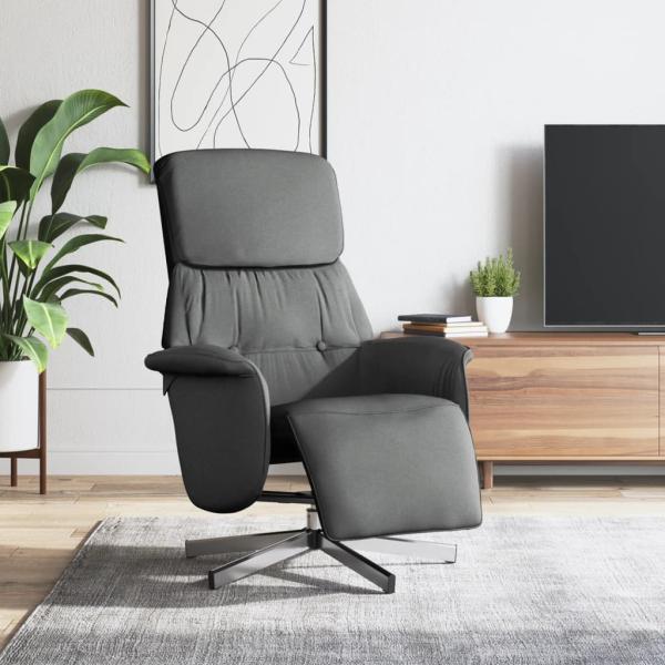 ARDEBO.de - Relaxsessel mit Fu?teil Dunkelgrau Stoff
