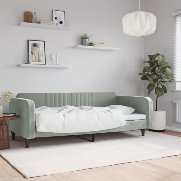 ARDEBO.de - Tagesbett Hellgrau 100x190 cm Samt