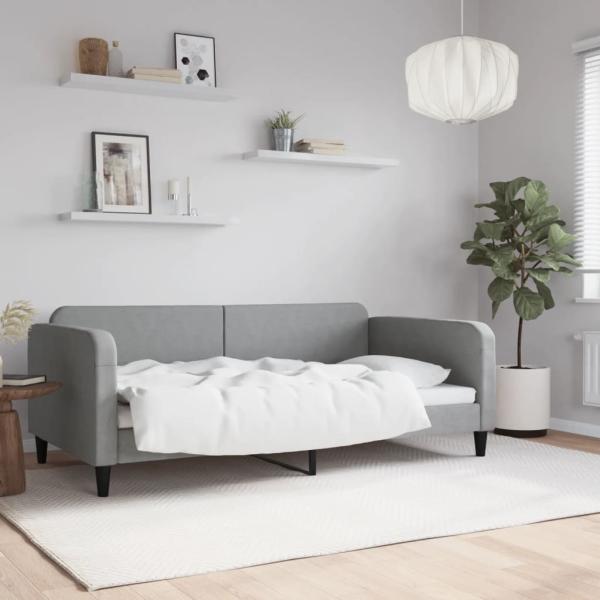 ARDEBO.de - Tagesbett Hellgrau 100x190 cm Stoff