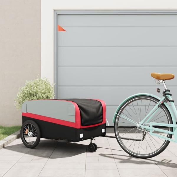 ARDEBO.de - Fahrradanhänger Schwarz und Rot 45 kg Eisen
