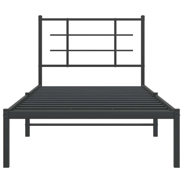 Bettgestell mit Kopfteil Metall Schwarz 90x200 cm