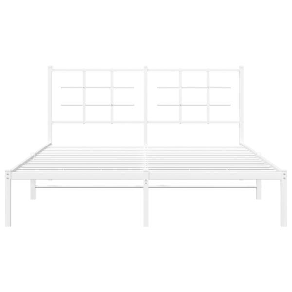 Bettgestell mit Kopfteil Metall Weiß 150x200 cm