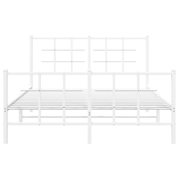 Bettgestell mit Kopf- und Fußteil Metall Weiß 135x190 cm