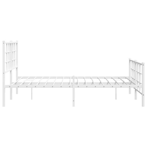Bettgestell mit Kopf- und Fußteil Metall Weiß 135x190 cm
