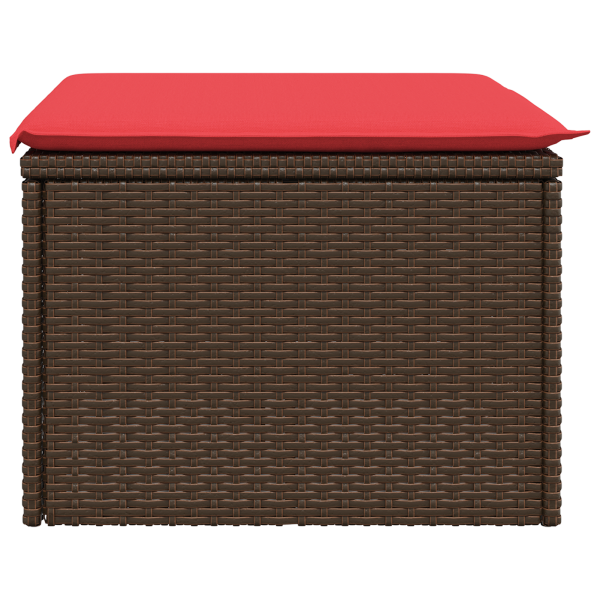 Gartenhocker mit Kissen Braun 55x55x37 cm Poly Rattan