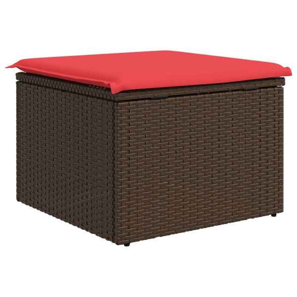 Gartenhocker mit Kissen Braun 55x55x37 cm Poly Rattan