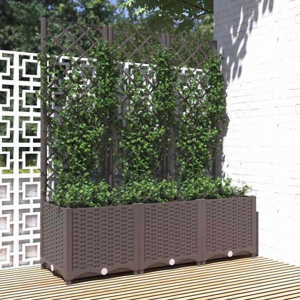 ARDEBO.de - Garten-Pflanzgefäß mit Spalier Braun 120 x 40 x 136 cm PP