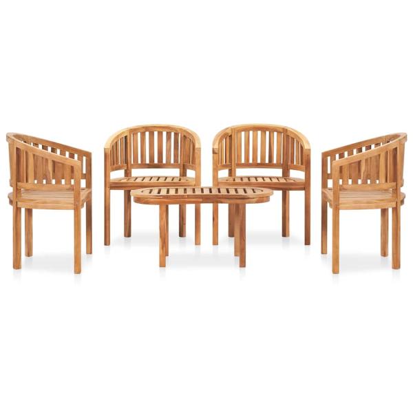 5-tlg. Garten-Lounge-Set Massivholz Teak