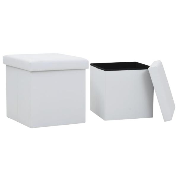 ARDEBO.de - Hocker mit Stauraum 2 Stk. Wei? Kunstleder