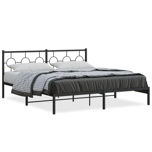 Bettgestell mit Kopfteil Metall Schwarz 180x200 cm