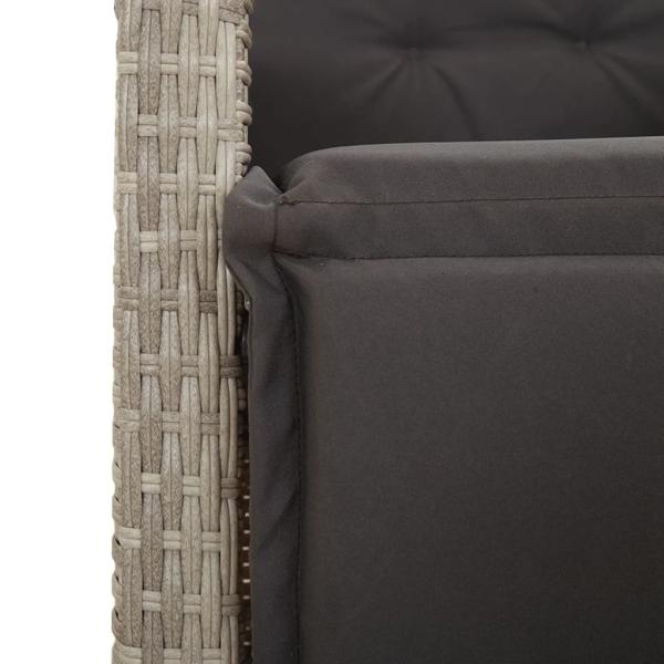 5-tlg. Garten-Essgruppe mit Kissen Hellgrau Poly Rattan