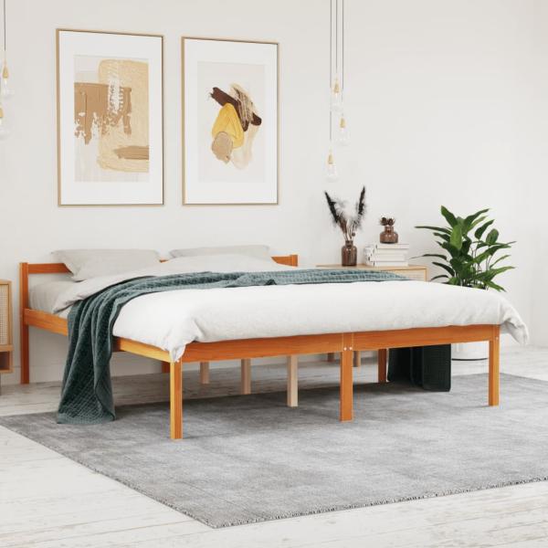 ARDEBO.de - Seniorenbett Wachsbraun 160x200 cm Massivholz Kiefer