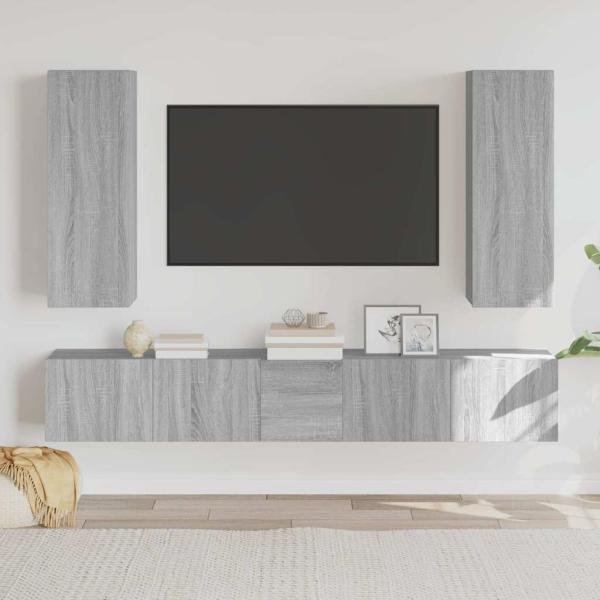 ARDEBO.de - 5-tlg. TV-Schrank-Set Grau Sonoma Holzwerkstoff
