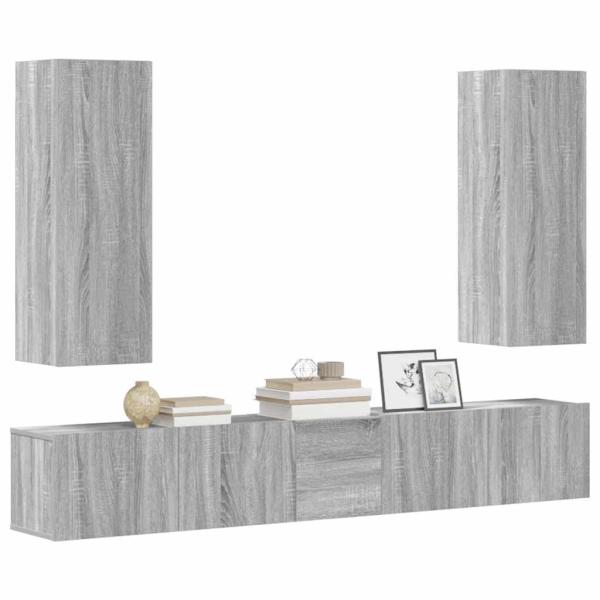 5-tlg. TV-Schrank-Set Grau Sonoma Holzwerkstoff