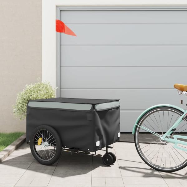 ARDEBO.de - Fahrradanhänger Schwarz und Grau 45 kg Eisen
