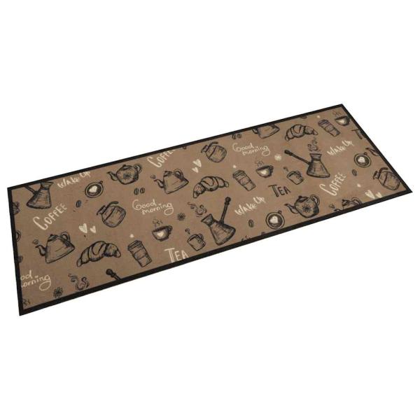 ARDEBO.de - Küchenteppich Waschbar „Morning“-Aufdruck Braun 60x180 cm Samt