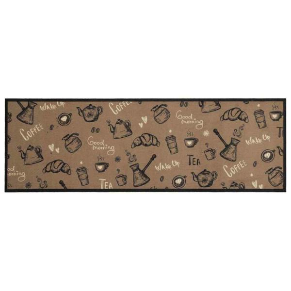 Küchenteppich Waschbar „Morning“-Aufdruck Braun 60x180 cm Samt