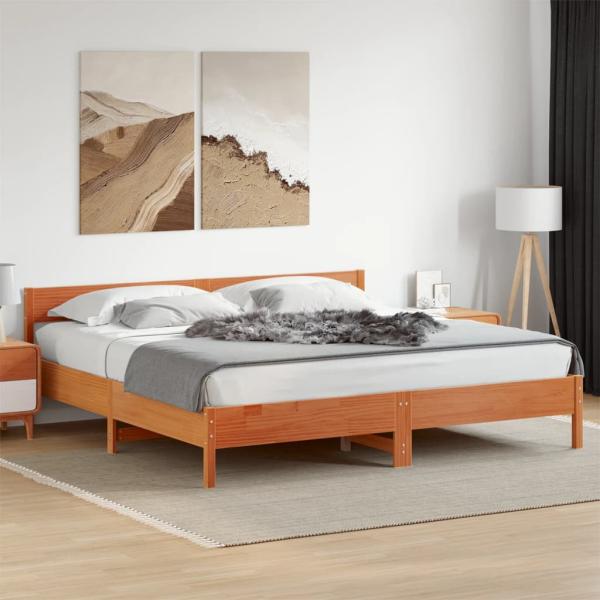 ARDEBO.de - Massivholzbett ohne Matratze Wachsbraun 180x200 Kiefernholz