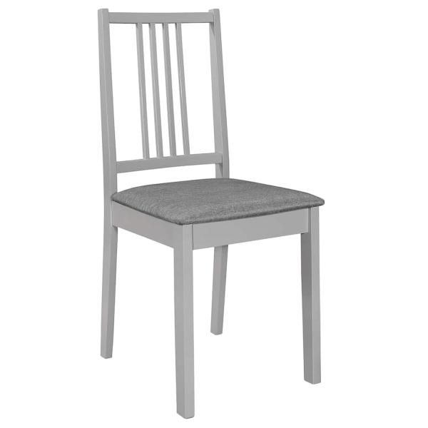 Esszimmerst?hle mit Polstern 4 Stk. Grau Massivholz