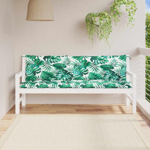 ARDEBO.de - Gartenbank-Auflagen 2 Stk. Blattmuster 180x50x7cm Oxford-Gewebe