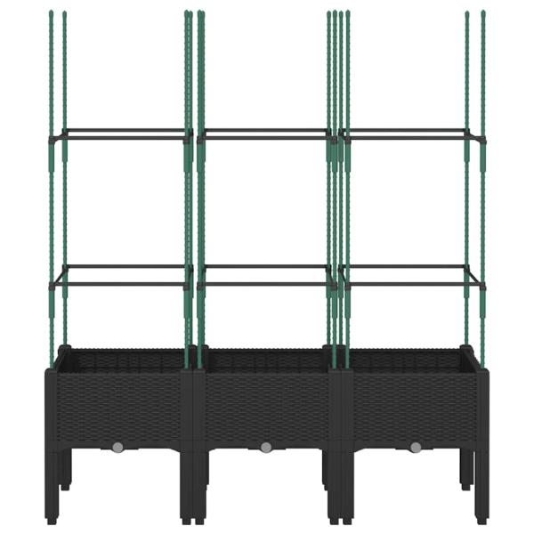 Pflanzkübel mit Rankgitter Schwarz 120x40x142,5 cm PP