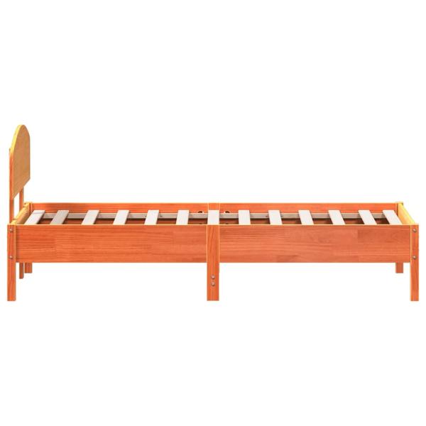 Massivholzbett ohne Matratze Wachsbraun 75x190 cm Kiefernholz
