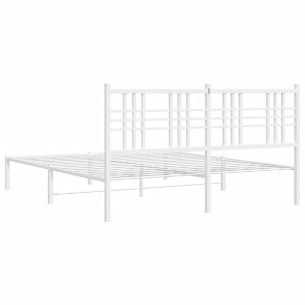 Bettgestell mit Kopfteil Metall Weiß 150x200 cm
