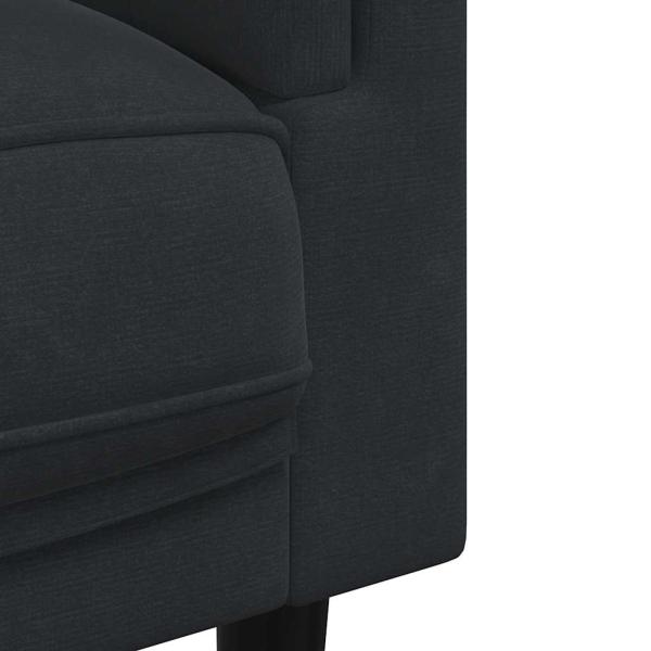 2-tlg. Sofagarnitur mit Kissen Schwarz Samt