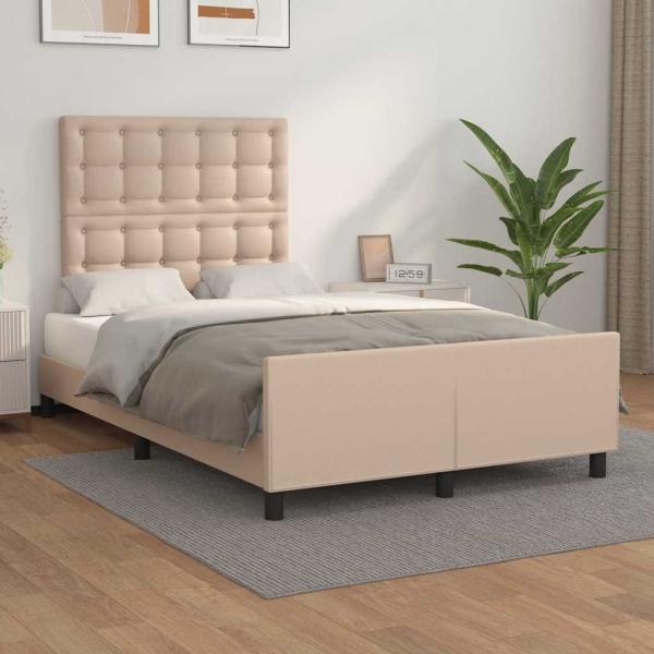 ARDEBO.de - Bettgestell ohne Matratze Cappuccino 120x190cm Kunstleder