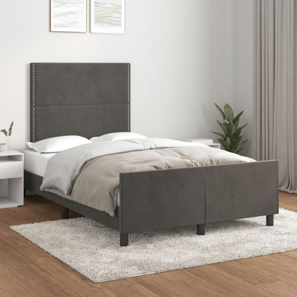 ARDEBO.de - Bettgestell ohne Matratze Dunkelgrau 120x190 cm Samt