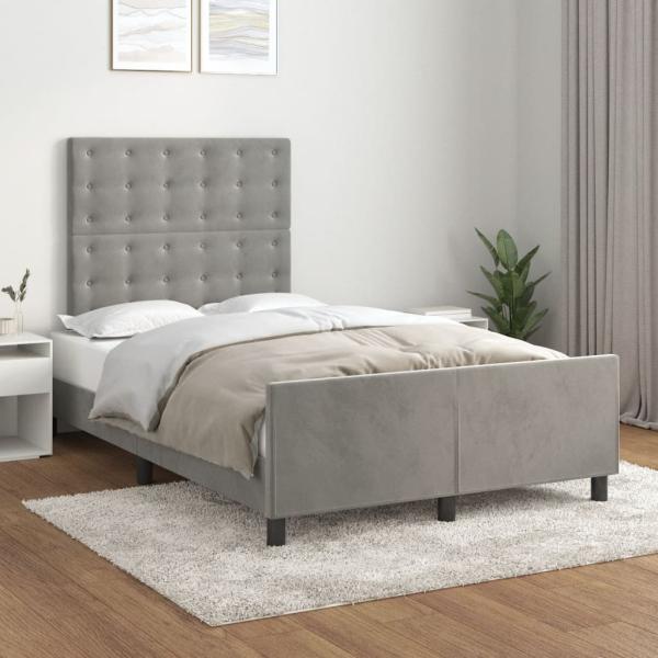 ARDEBO.de - Bettgestell ohne Matratze Hellgrau 120x190 cm Samt