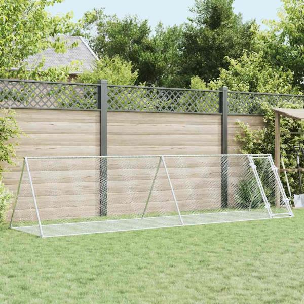 ARDEBO.de - Hasenstall Silbern 400x105x91 cm Verzinkter Stahl
