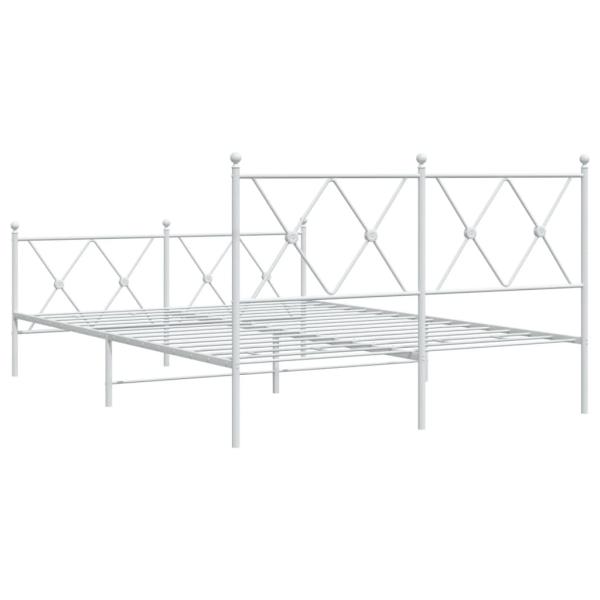 Bettgestell mit Kopf- und Fußteil Metall Weiß 140x190 cm