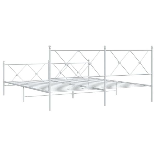 Bettgestell mit Kopf- und Fußteil Metall Weiß 183x213 cm