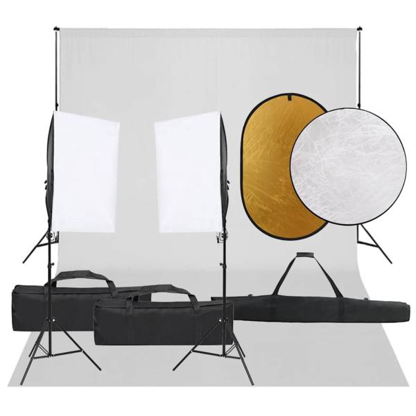 ARDEBO.de - Fotostudio-Set mit Beleuchtung, Hintergrund und Reflektor