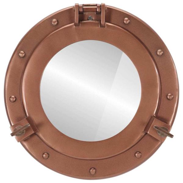 Bullaugen-Spiegel Wandmontage Ø30 cm Aluminium und Glas