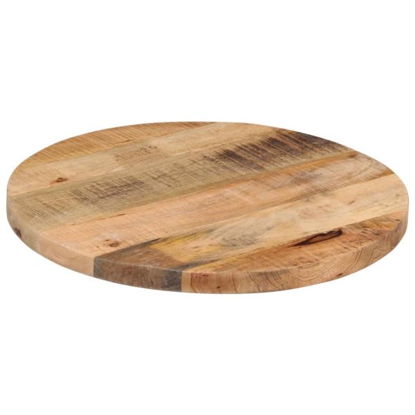 Tischplatte Ø 50x2,5 cm Rund Raues Massives Mangoholz