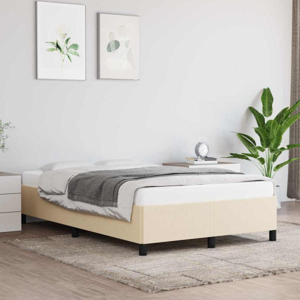 ARDEBO.de - Bettgestell ohne Matratze Creme 120x190 cm Stoff