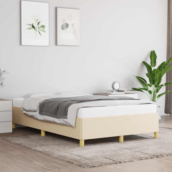 ARDEBO.de - Bettgestell ohne Matratze Creme 120x190 cm Stoff