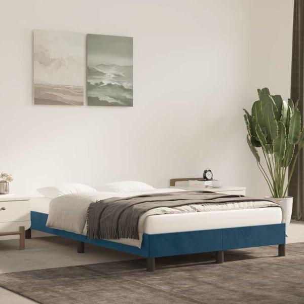 ARDEBO.de - Bettgestell ohne Matratze Dunkelblau 120x190 cm Samt