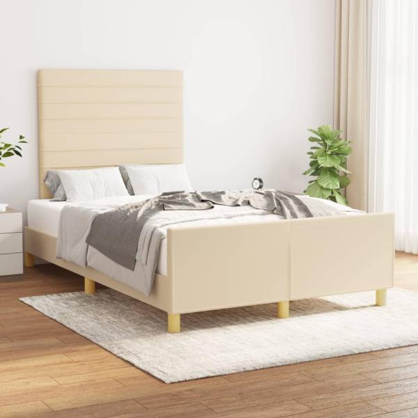 ARDEBO.de - Bettgestell ohne Matratze Creme 120x190 cm Stoff